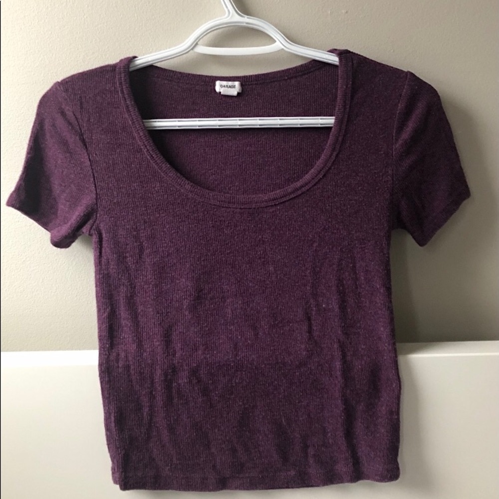 Garage: Plum Ribbed Crop-Top